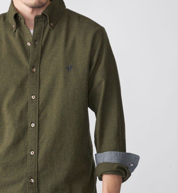 SHIPS「【WEB限定】SHIPS: MADE IN JAPAN ワンポイントロゴ 微起毛 ボタンダウンシャツ」|シャツ・ブラウス|オリーブ