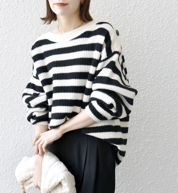 SHIPS any「SHIPS any: AQUA カシミヤ ミックス ボートネック ニット プルオーバー」|ニット・セーター|その他