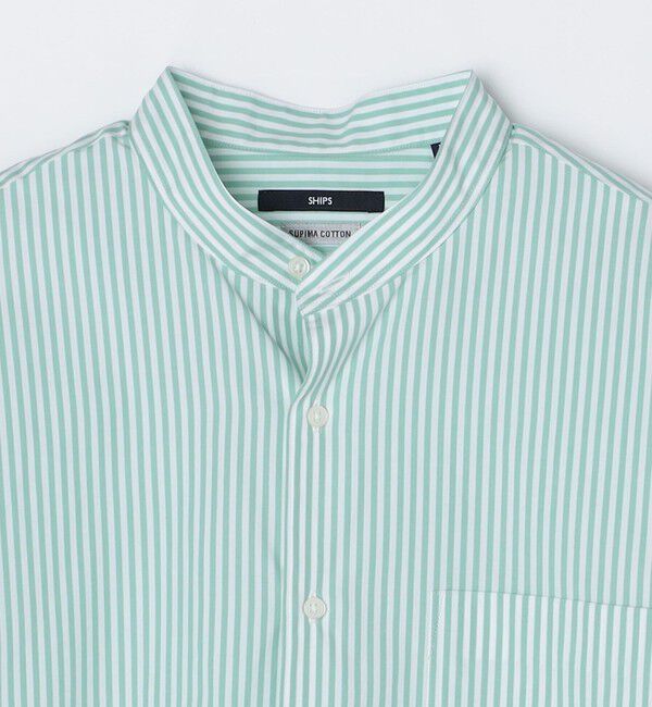 SHIPS「SHIPS: バンドカラー スーピマ コットン ポプリン ストライプ 長袖 シャツ」|シャツ・ブラウス|
