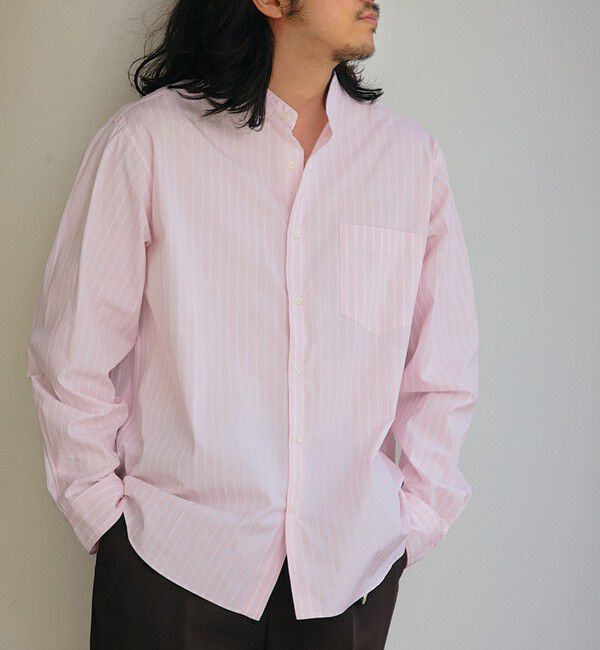 SHIPS「SHIPS: バンドカラー スーピマ コットン ポプリン ストライプ 長袖 シャツ」|シャツ・ブラウス|