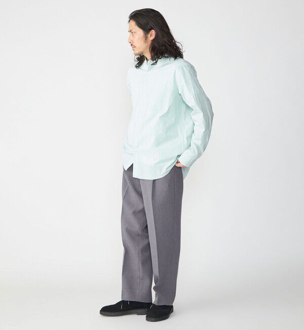 SHIPS「SHIPS: バンドカラー スーピマ コットン ポプリン ストライプ 長袖 シャツ」|シャツ・ブラウス|