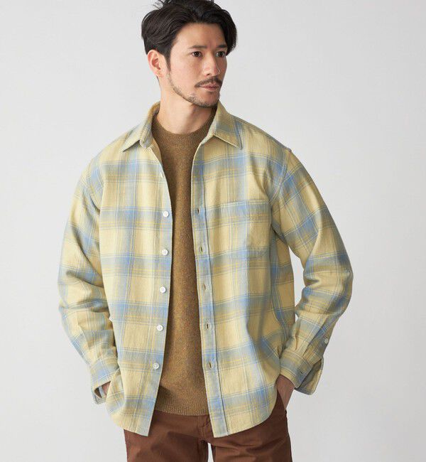 SHIPS「SHIPS: Shuttle notes レギュラーカラー オンブレチェック 長袖 ネルシャツ」|シャツ・ブラウス|