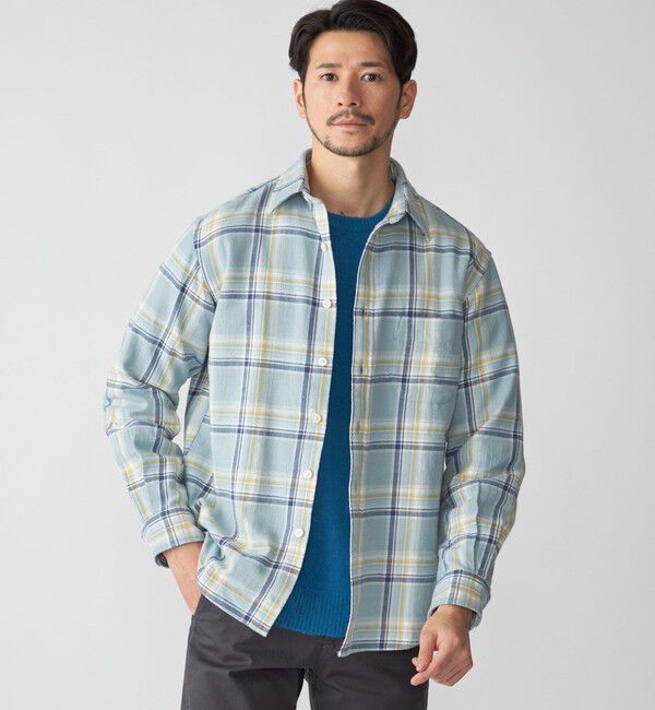 SHIPS「SHIPS: Shuttle notes レギュラーカラー オンブレチェック 長袖 ネルシャツ」|シャツ・ブラウス|