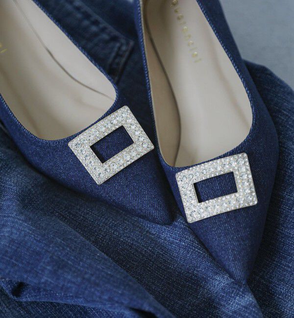 quaranciel「quaranciel: ビジュー モチーフ ポインテッド パンプス」|パンプス|ブルー