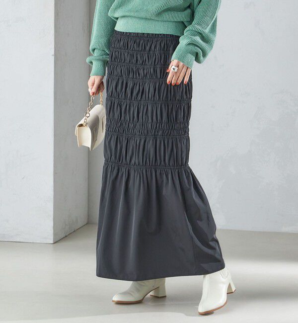 SHIPS for women「〈手洗い可能〉シャーリングギャザースカート 24SS ◇」|スカート|