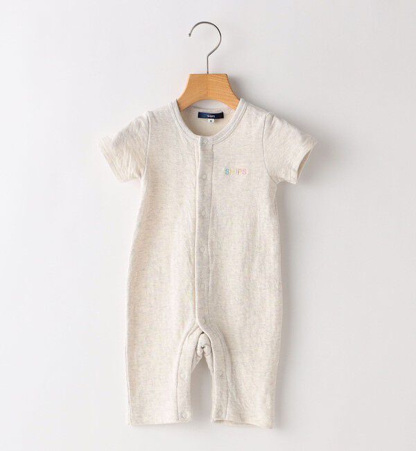 SHIPS KIDS「SHIPS KIDS:70～80cm / ロゴ 半袖 ロンパース」|ロンパース|ライトグレー