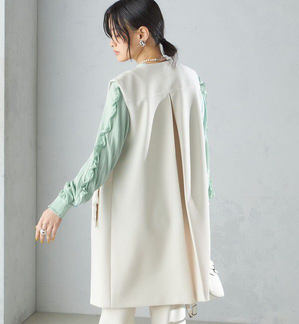 SHIPS for women「【SHIPS別注】kaene:〈洗濯機可能〉ハイストレッチ ダンボール フリル ジレ」|ベスト・ジレ|