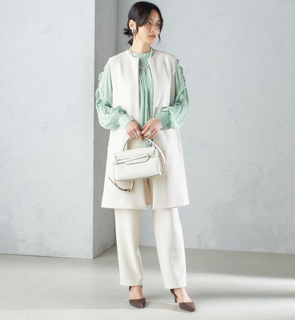 SHIPS for women「【SHIPS別注】kaene:〈洗濯機可能〉ハイストレッチ ダンボール フリル ジレ」|ベスト・ジレ|