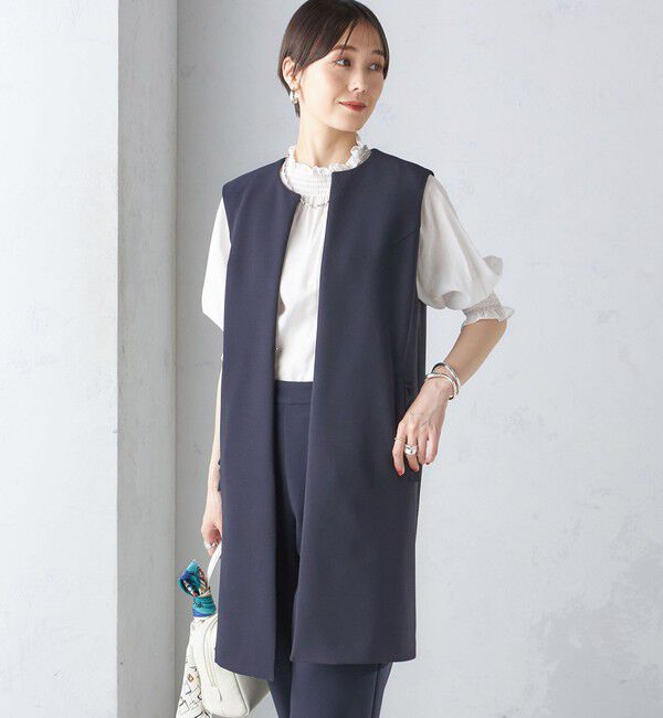 SHIPS for women「【SHIPS別注】kaene:〈洗濯機可能〉ハイストレッチ ダンボール フリル ジレ」|ベスト・ジレ|