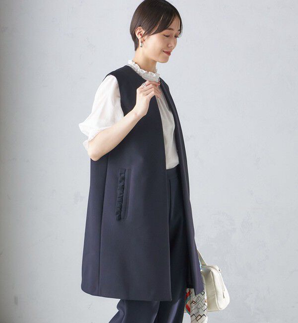 SHIPS for women「【SHIPS別注】kaene:〈洗濯機可能〉ハイストレッチ ダンボール フリル ジレ」|ベスト・ジレ|