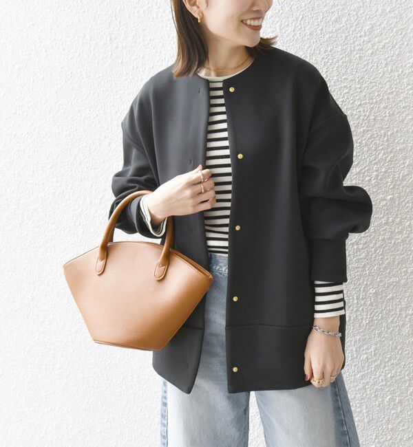 SHIPS any「SHIPS any:〈洗濯機可能〉ダブルジャージー ノーカラー コート」|ノーカラージャケット|