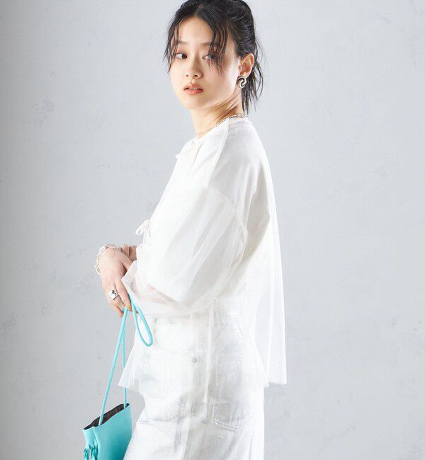 SHIPS for women「〈手洗い可能〉ソフト チュール 袖 ボリューム 2WAY ブラウス◇」|シャツ・ブラウス|