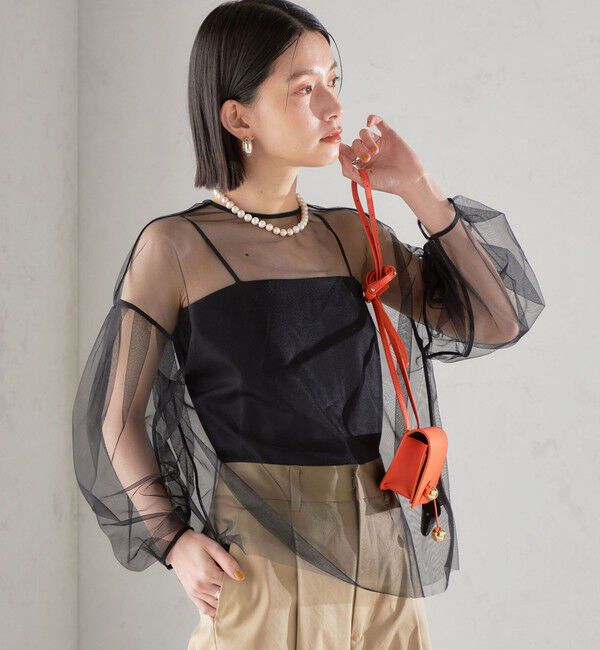 SHIPS for women「〈手洗い可能〉ソフト チュール 袖 ボリューム 2WAY ブラウス◇」|シャツ・ブラウス|