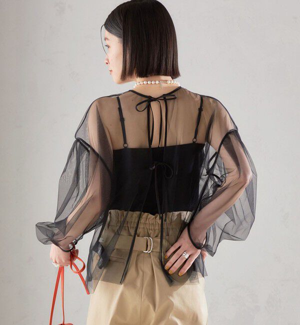 SHIPS for women「〈手洗い可能〉ソフト チュール 袖 ボリューム 2WAY ブラウス◇」|シャツ・ブラウス|