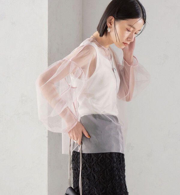 SHIPS for women「〈手洗い可能〉ソフト チュール 袖 ボリューム 2WAY ブラウス◇」|シャツ・ブラウス|ピンク