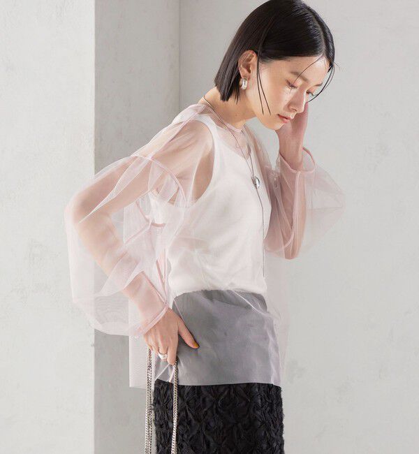 SHIPS for women「〈手洗い可能〉ソフト チュール 袖 ボリューム 2WAY ブラウス◇」|シャツ・ブラウス|