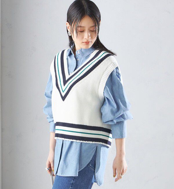 SHIPS for women「【SHIPS別注】WRAPINKNOT:〈手洗い可能〉チルデン ニット ベスト」|ベスト・ジレ|