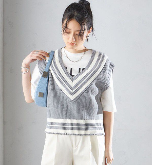SHIPS for women「【SHIPS別注】WRAPINKNOT:〈手洗い可能〉チルデン ニット ベスト」|ベスト・ジレ|