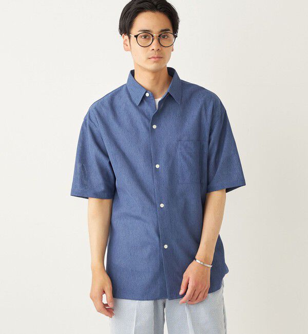 SHIPS Colors 「SHIPS Colors:〈洗濯機可能〉ジャージー ショートスリーブ シアーシャツ◇」|シャツ・ブラウス|ブルー