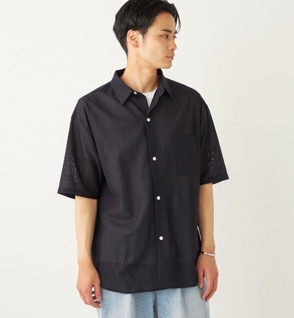 SHIPS Colors 「SHIPS Colors:〈洗濯機可能〉ジャージー ショートスリーブ シアーシャツ◇」|シャツ・ブラウス|ネイビー