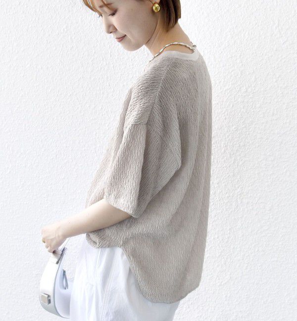 SHIPS for women「〈手洗い可能〉ランダム ブルーゼ ショート スリーブ プルオーバー」|Tシャツ・カットソー|