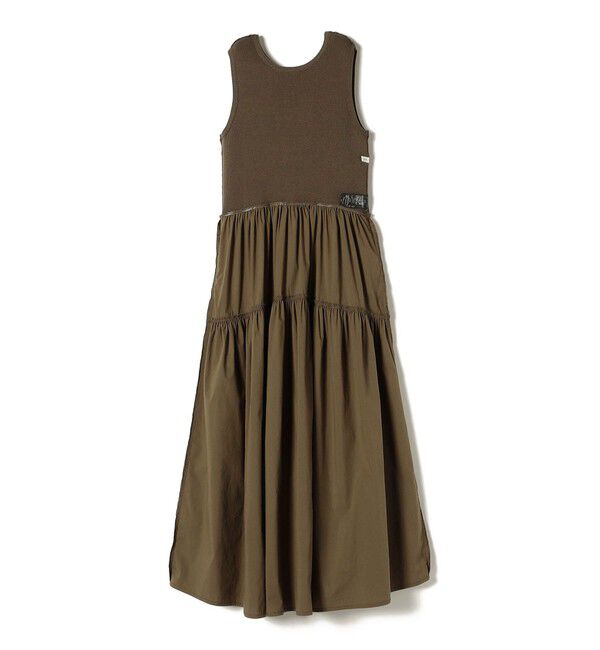 SHIPS for women「〈手洗い可能〉コットン リブ ノースリーブ &times; 布帛 スカート ワンピース」|ワンピース|