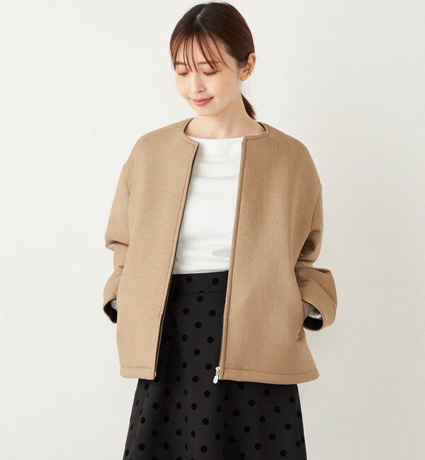 SHIPS Colors 「SHIPS Colors:ボンディング ノーカラー ジップ アウター」|ノーカラーコート|