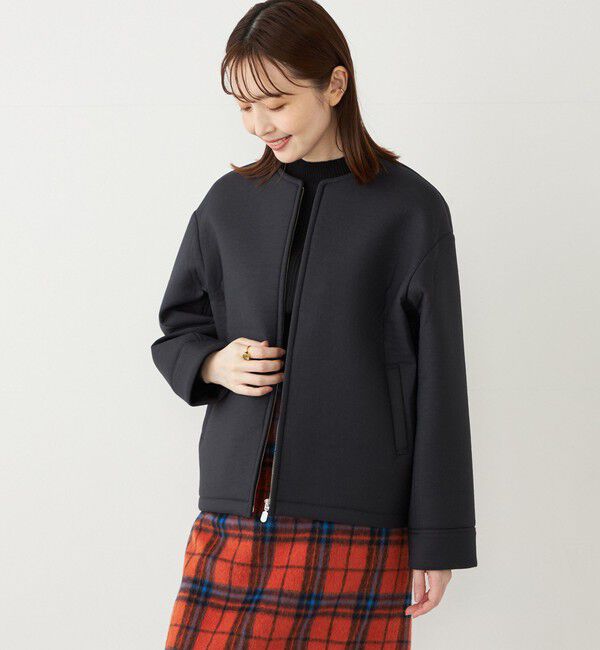 SHIPS Colors 「SHIPS Colors:ボンディング ノーカラー ジップ アウター」|ノーカラーコート|