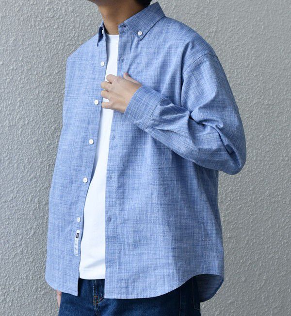 SHIPS any「SHIPS any: BEZ TEXTILE マルチカラー ストライプ / ソリッド ボタンダウン シャツ◇」|シャツ・ブラウス|ブルー