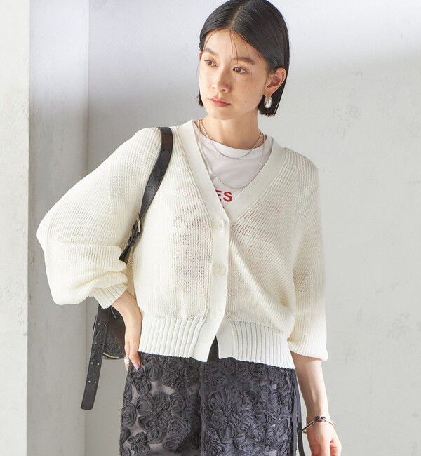 SHIPS for women「〈手洗い可能〉ペーパー ポリエステル Vネック カーディガン」|カーディガン|