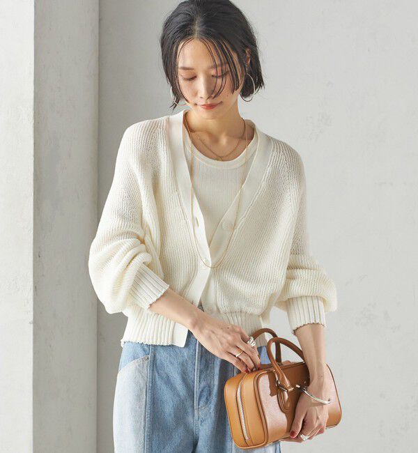 SHIPS for women「〈手洗い可能〉ペーパー ポリエステル Vネック カーディガン」|カーディガン|