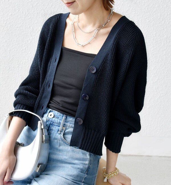 SHIPS for women「〈手洗い可能〉ペーパー ポリエステル Vネック カーディガン」|カーディガン|