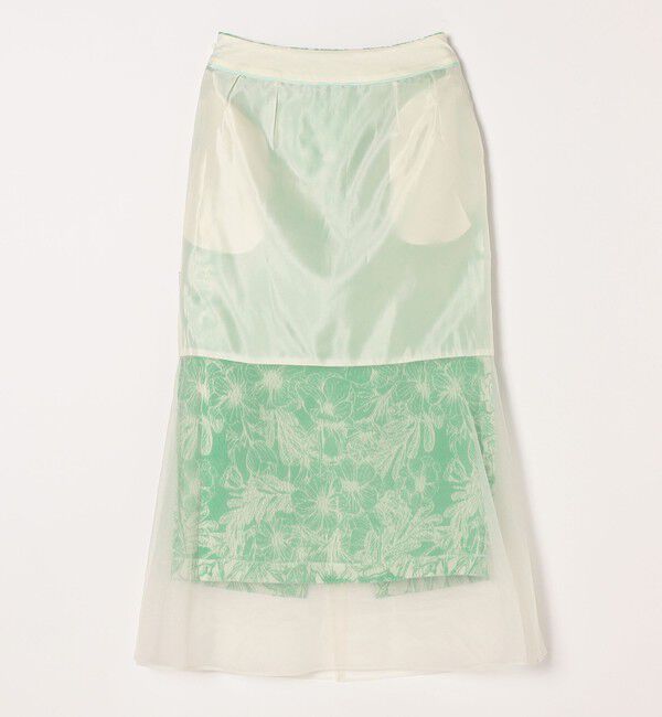 quaranciel「quaranciel: フラワー ジャカード レイヤード オーガンジー タイト スカート」|スカート|