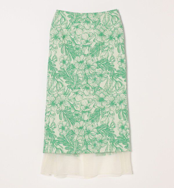 quaranciel「quaranciel: フラワー ジャカード レイヤード オーガンジー タイト スカート」|スカート|