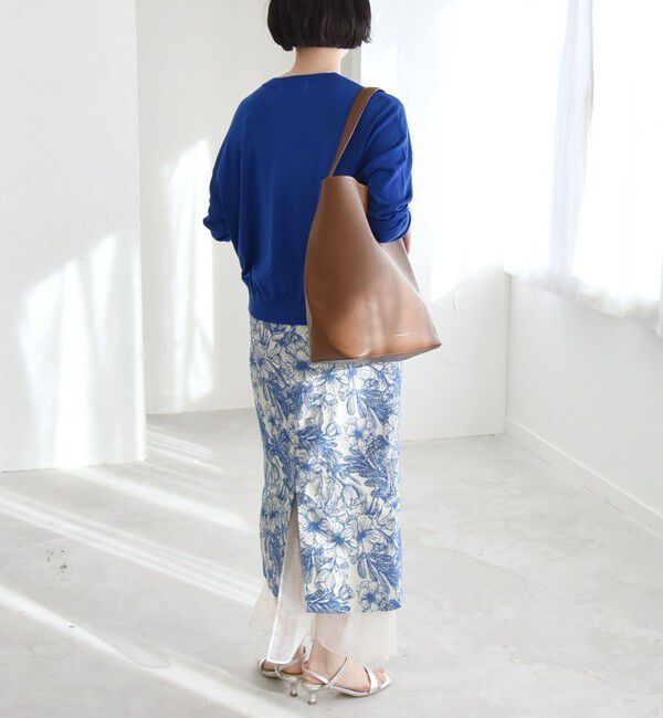 quaranciel「quaranciel: フラワー ジャカード レイヤード オーガンジー タイト スカート」|スカート|