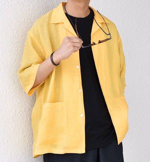 SHIPS any「SHIPS any: ピュアリネン キャンプポケット ハーフスリーブ オープン シャツ◇」|シャツ・ブラウス|オレンジ