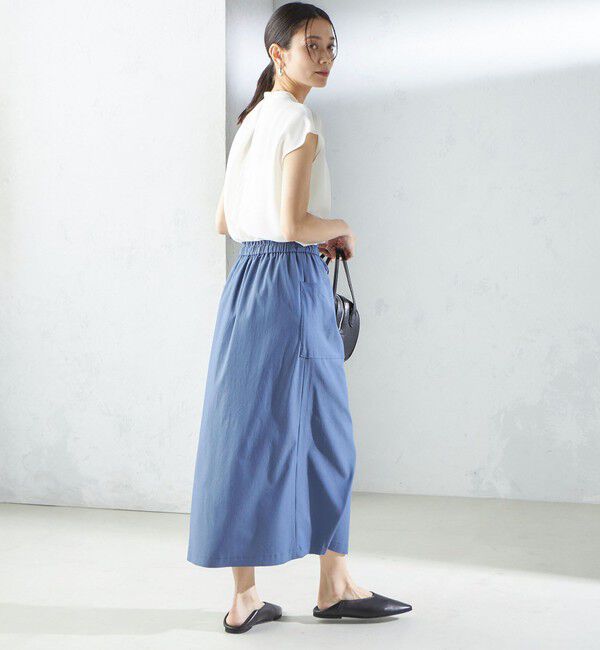 SHIPS for women「〈手洗い可能〉麻混 ストレッチ ドロスト Aライン スカート」|台形|