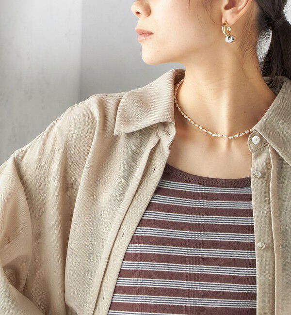 SHIPS for women「〈手洗い可能〉麻調 メッシュ 半袖 ビッグ シャツ」|シャツ・ブラウス|