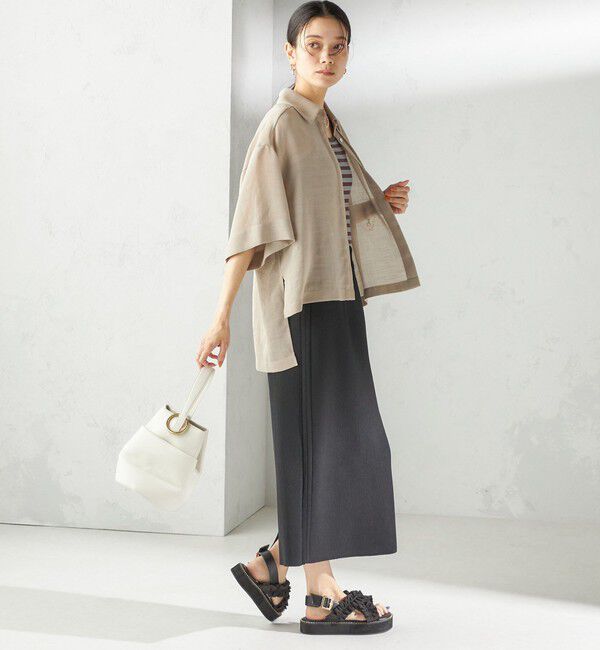 SHIPS for women「〈手洗い可能〉麻調 メッシュ 半袖 ビッグ シャツ」|シャツ・ブラウス|