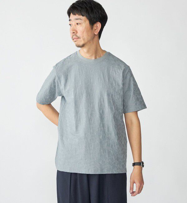 SHIPS「SHIPS: リンクス ジャカード リーフ Tシャツ」|Tシャツ・カットソー|ライトブルー