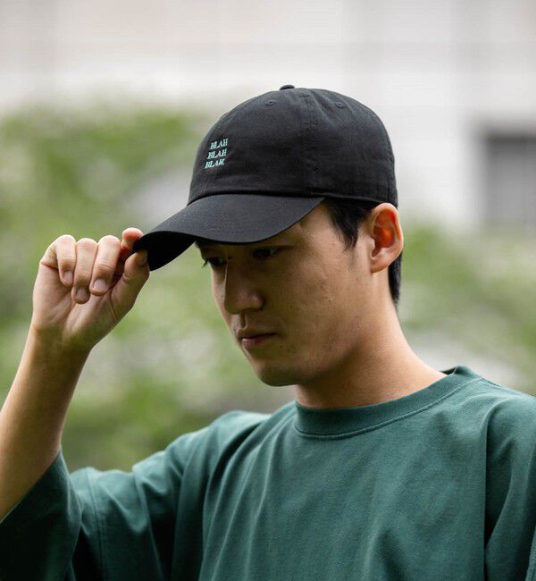 SHIPS any「【一部WEB限定】newhattan: BLAH BLAH BLAH. 刺繍 ベースボールキャップ◇」|キャップ・キャスケット|ブラック