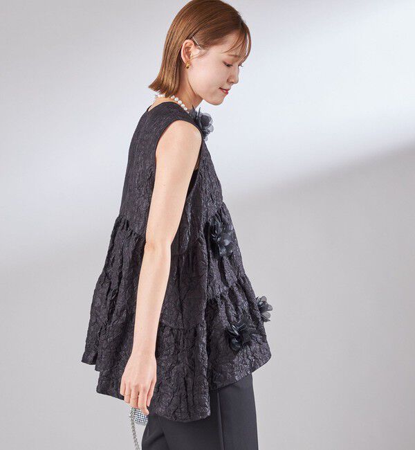 SHIPS for women「TORRAZZO DONNA:〈手洗い可能〉フラワー ティアード ブラウス」|シャツ・ブラウス|