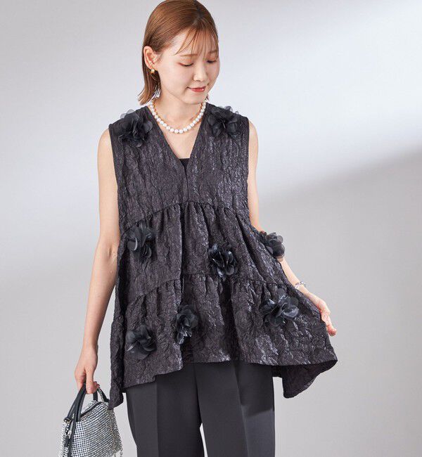 SHIPS for women「TORRAZZO DONNA:〈手洗い可能〉フラワー ティアード ブラウス」|シャツ・ブラウス|