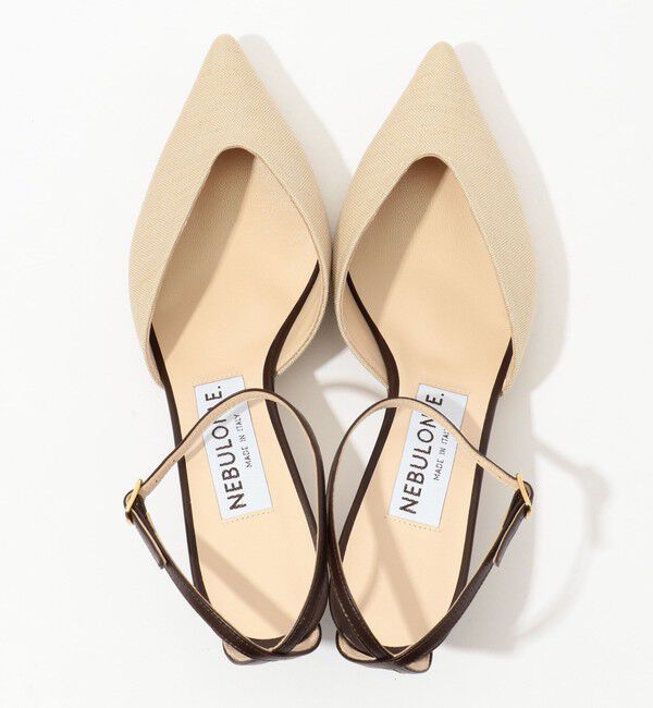 TOMORROWLAND GOODS「NEBULONI E. リネンコンビアンクルストラップパンプス」|パンプス|