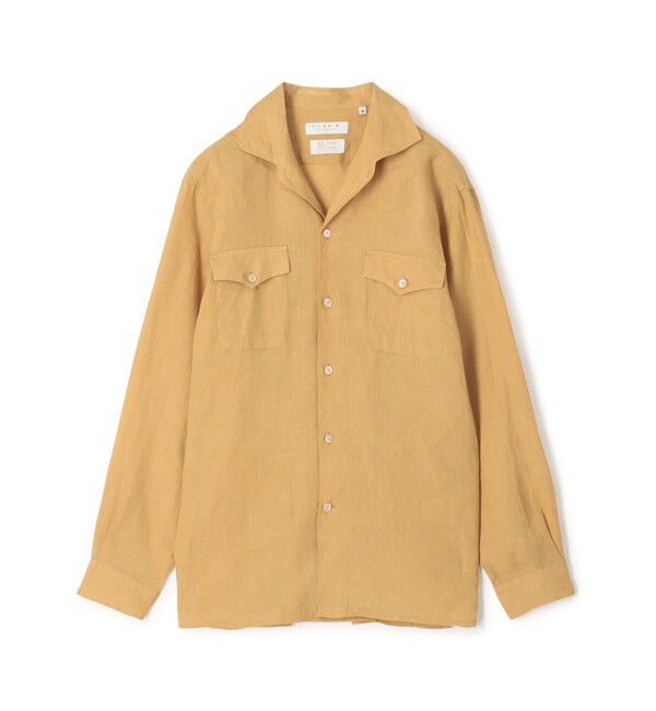 TOMORROWLAND MENS「アイリッシュリネン ダブルポケット オープンカラーシャツ」|シャツ・ブラウス|43 ベージュ