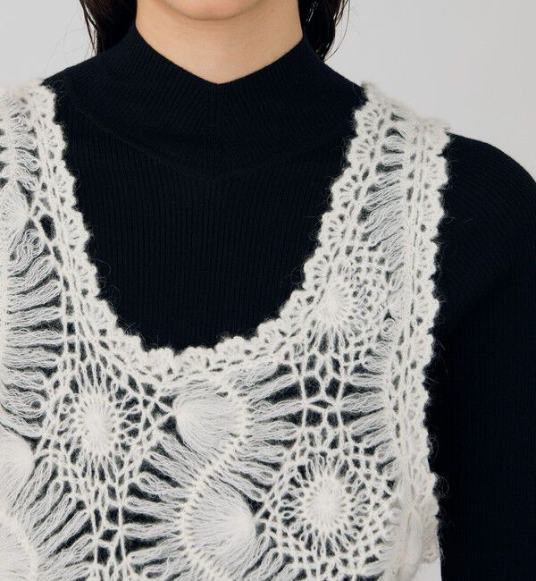 DES PRES「ヘアピンレースハンドニット ヘムフレアトップス」|ニット・セーター|