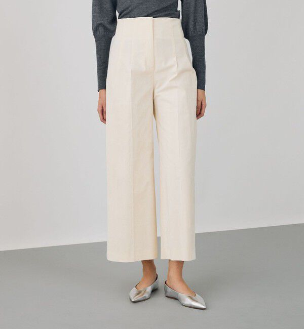 DES PRES「コットンレーヨンベルベット クロップドワイドパンツ」|スラックス|