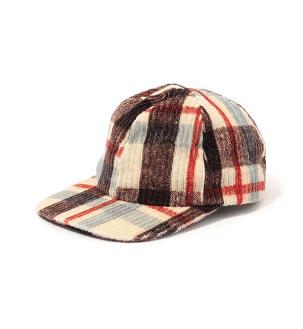 CABaN「CABaN チェックプリントコーデュロイ キャップ」|キャップ・キャスケット|46 ブラウン系