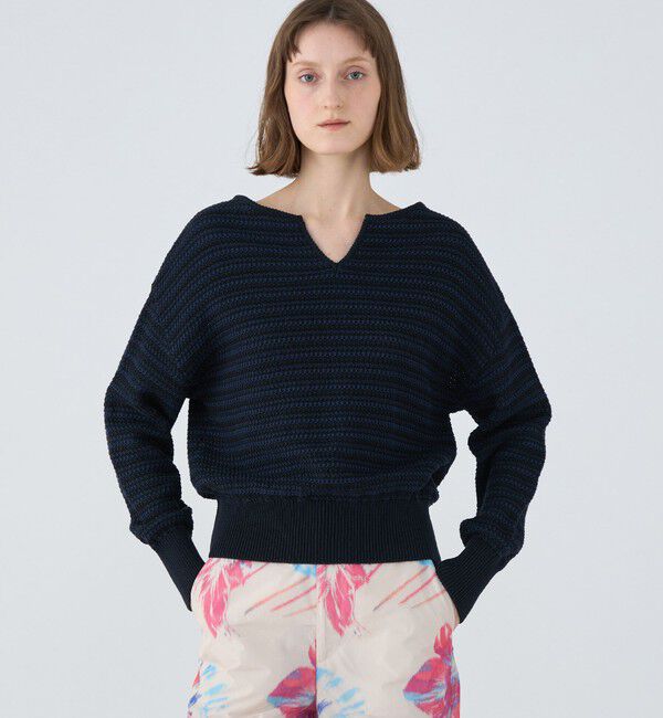 MACPHEE「ギマコットン キーネックプルオーバー」|ニット・セーター|