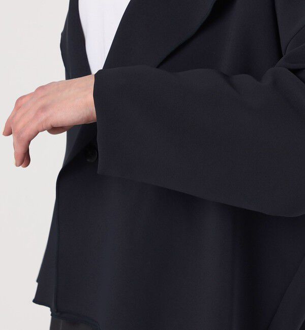 GALERIE VIE「トリアセテートポリエステルダブルクロス カラーレスワイドジャケット」|ノーカラージャケット|